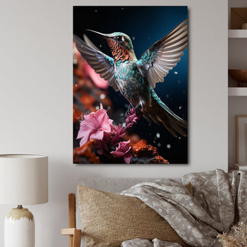 Teal Pink Animal Hummingbird - Hummingbird Wall Art Prints